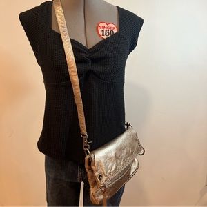 The Sak Multiple Pocket Metallic Shine Leather Crossbody Bag